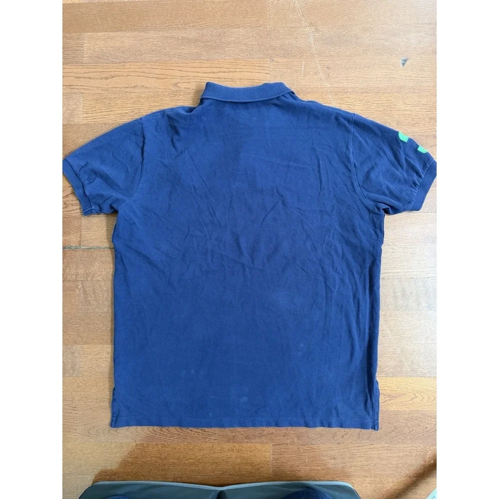 Vintage Rare Polo Ralph Lauren #3 Big Pony blue & green short sleeve Polo XL